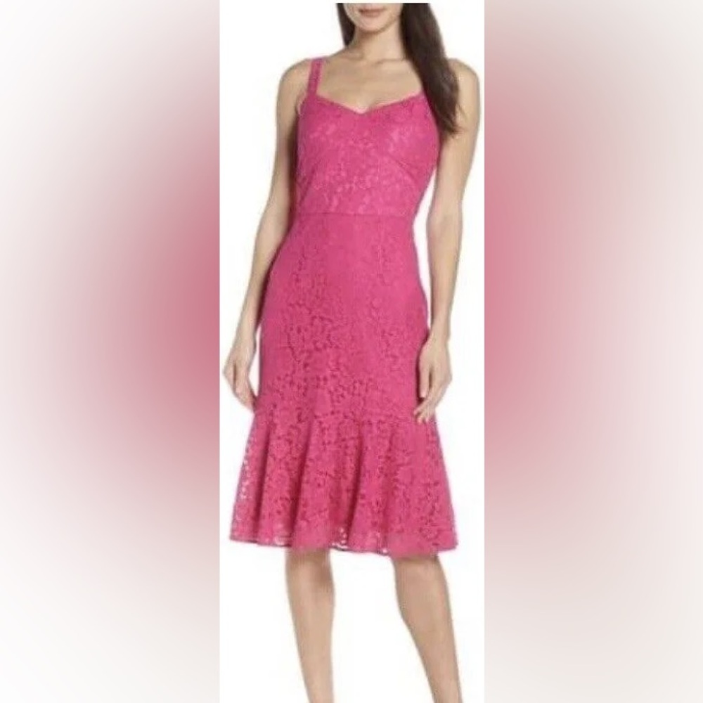 Chelsea28 Elegant Pink Lace Dress